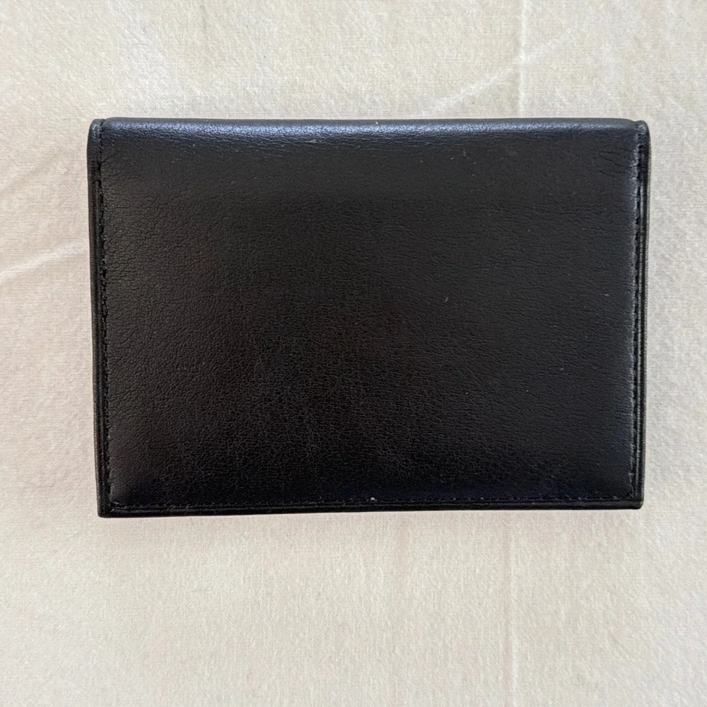 Tumi Black Leather Bifold Card Case ID Wallet with Removable Insert Logo Slim